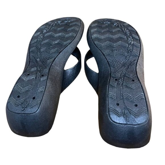 Okabashi Womens Black Comfort Flip Flops Size 8  Sandals Ergonomic Footbed - Picture 4 of 4